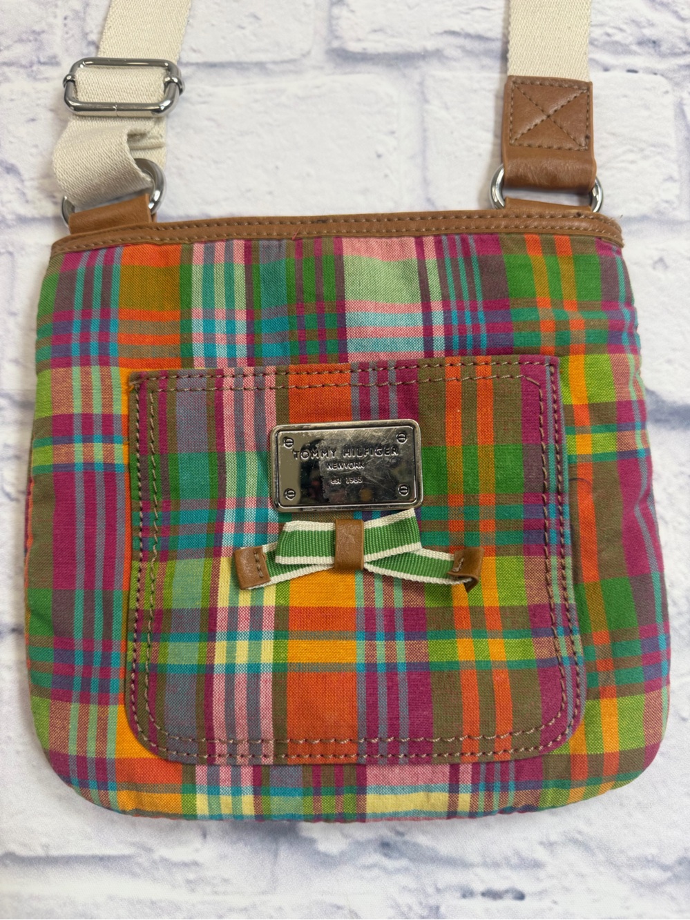 Tommy Hilfiger Multicolor Plaid Crossbody Bag. Preppy.
